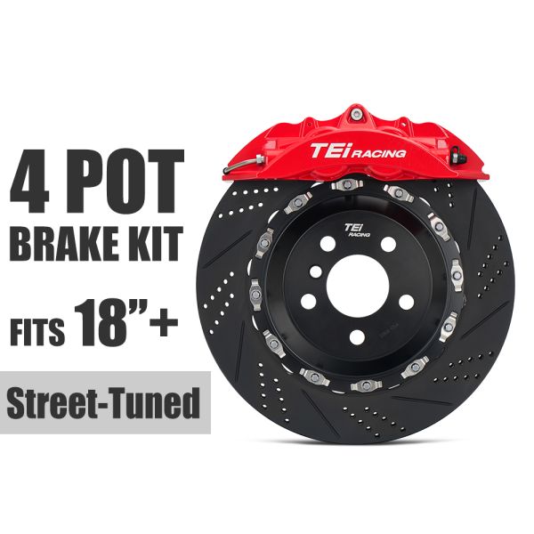 TEI P40NS+ Front Big Brake Kit 4 Piston Caliper With 355x28mm Rotor BBK Auto Brake System For Audi A4 A6 18 Inch Car Rim