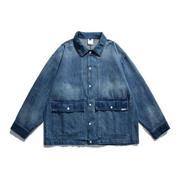 Manufactuer OEM Oversized Jacket Fade Color Casual Denim Jacket Youth