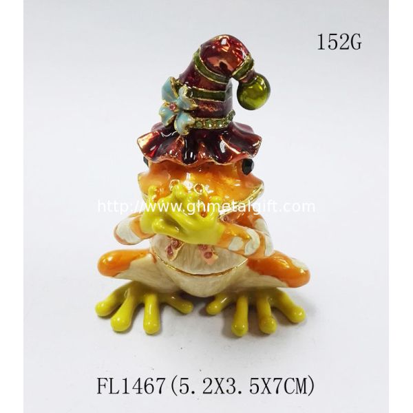 Pewter alloy gold plated three Frog Jeweled Trinket Box three Frog Jewelry trinket box Box for Jewerly