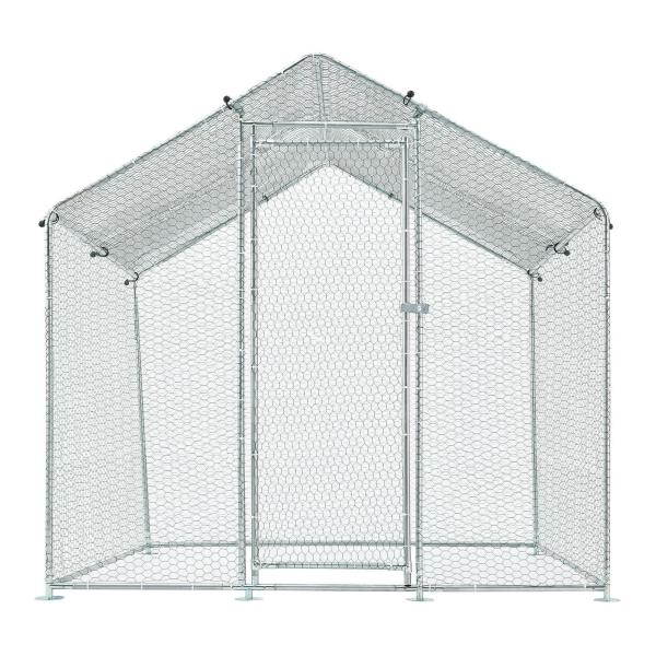 2M x 2M Metal Chicken Coop Walk in Cage Run House Shade Pen Chicken Cage With Cover