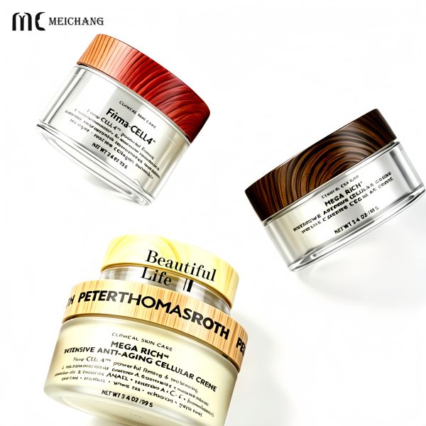 100g-250g Biodegradable Bamboo Texture Lid Wide-Mouth Cream Jar Eco-Friendly PETG Recyclable Container for Organic Herbal Skincare Cream(MC-P-553)