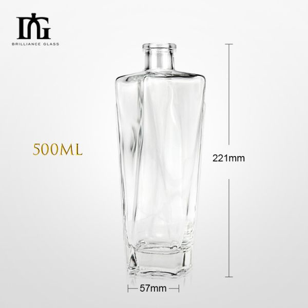 700ml Custom Square Shape Super Flint Glass Liquor Bottle for Whisky Vodka Tequila
