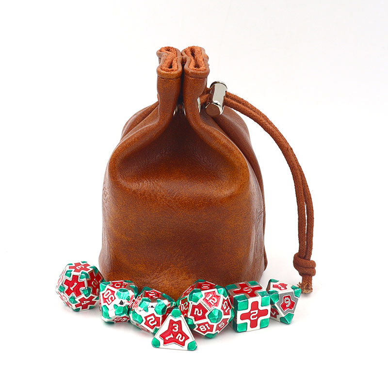 Large Custom Logo Cowhide Dice Bag 7.5*11cm Portable DnD Dice Cup for Dungeons and Dragons