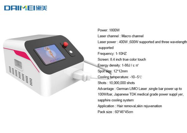 Compact Salon Laser Hair Removal Machine 808nm 755nm 1064nm Permanent Epilator
