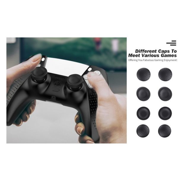 8PCS PS5 Gaming Accessories Anti Slip PS5 Silicone Cover Protectors 2 Different Textures