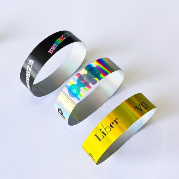 Pulseiras descartáveis ajustáveis de Neon Rainbow Laser Glitter Festival Para Concerto de Eventos Unisex