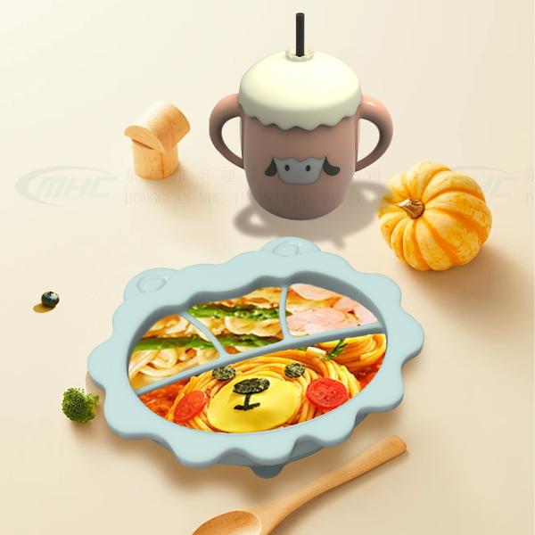 MHC Newborn Sheep Silicone Weaning Feeding Cup Bowl Bib Spoons Essentials Suction Plate Set