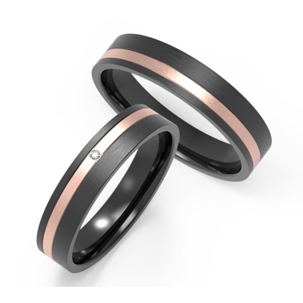 Couleur Noire Rose Or Ringe Titane Ensemble Mode Mens Ringe en zirconium