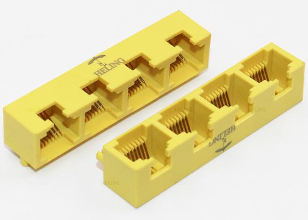1 x 4 entrada lateral amarela RJ45 Jack modular THT para o router da rede