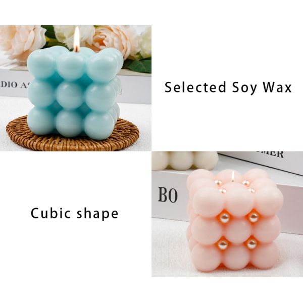 Customized White Soy Rubix Cube Luxury Big Scented Bubble Candles