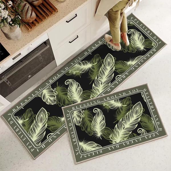 Plant Flower Printing Kitchen Floor Mats Non Slip 40*60mm Rectangle