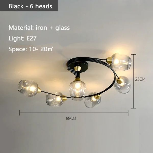 Nordic Glass Ceiling Light Grey Pendant Lamp for Living Room Bedroom Modern Indoor Hanging （WH-AP-681）