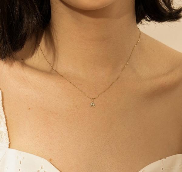 Nickel Free 925 Sterling Silver Letter A Diamond Charm Necklace Popular Initial Charm