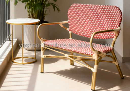 Aluminum Wicker Rattan Stackable Garden Furniture Outdoor Dining Chairs for Restaurant Beach Coffee Shops