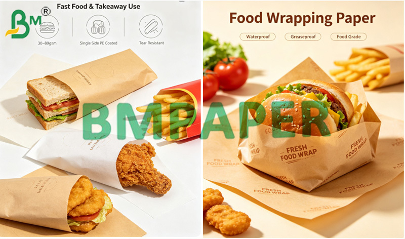 Custom Printed Brown PE Coated Kraft Paper For Food Bags, Liners