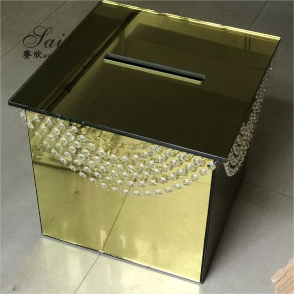 20 футов акриловый свадебный фон Декоративные центры Красивое событие Золотое зеркало Пластиковые коробки денег