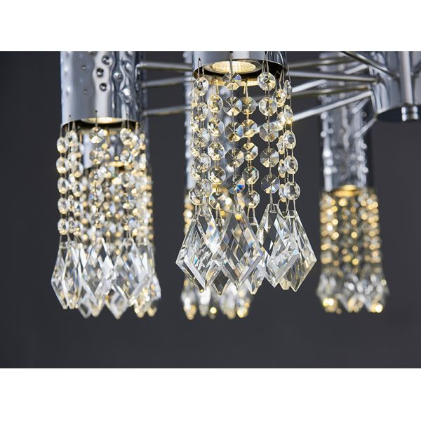 Stainless Steel Chrome Modern Crystal Ceiling Lights Adjustable 110V - 240V