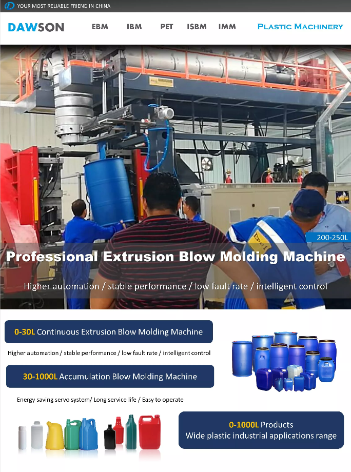 Plastic Drum Blow Molding Machine 50L 100L PLC Open Top Bottle