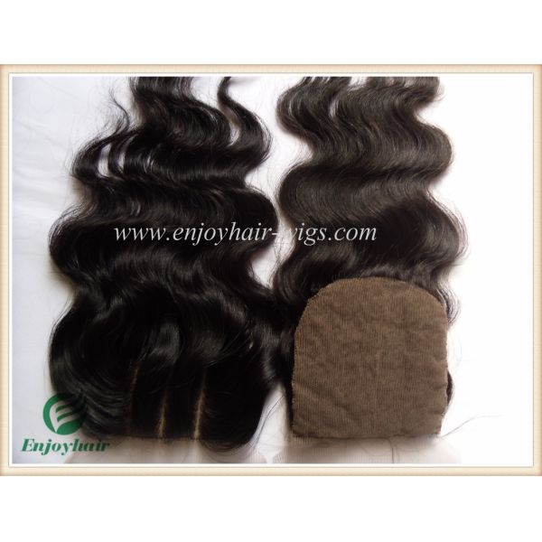 Silk top closure 4''x4'' malaysian virgin hair natural color body wave 10''-24''three part
