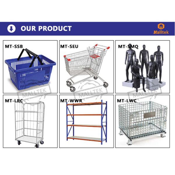 Fan Shaped V Type Foot Metal Shopping Trolley Cart For Supermarket