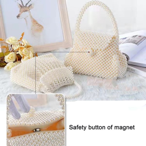 Dinner Pearl Hand Bags White Color 22.5cm×10.5cm×26.5cm for ladies