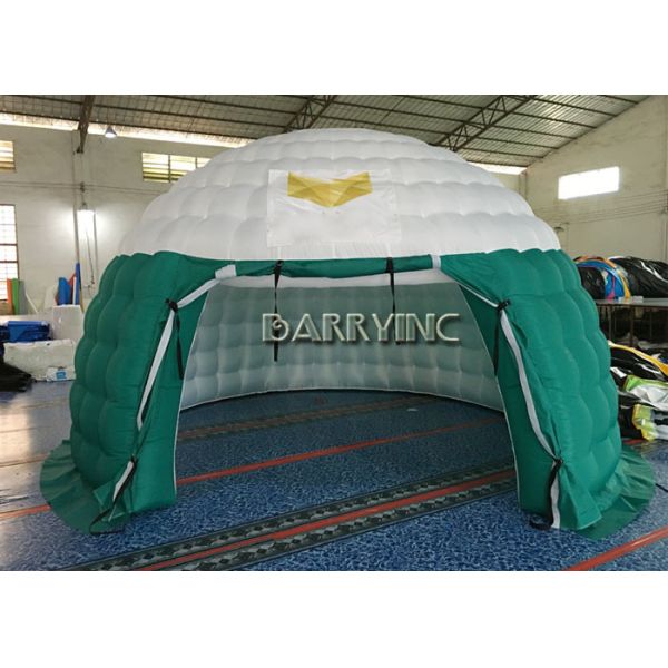 Зеленый белый купол воздуха рекламируя раздувные ткани ПВК шатров для партии/события