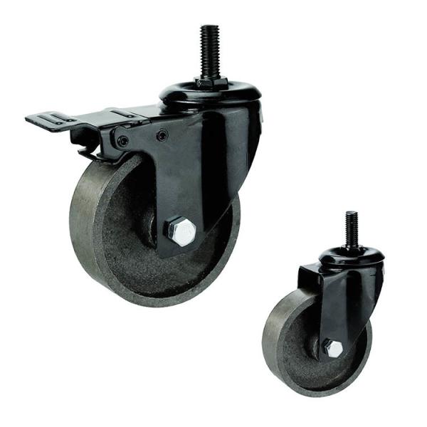 75x32mm Heavy Duty Cast Iron Threaded Stem Swivel Locking Casters