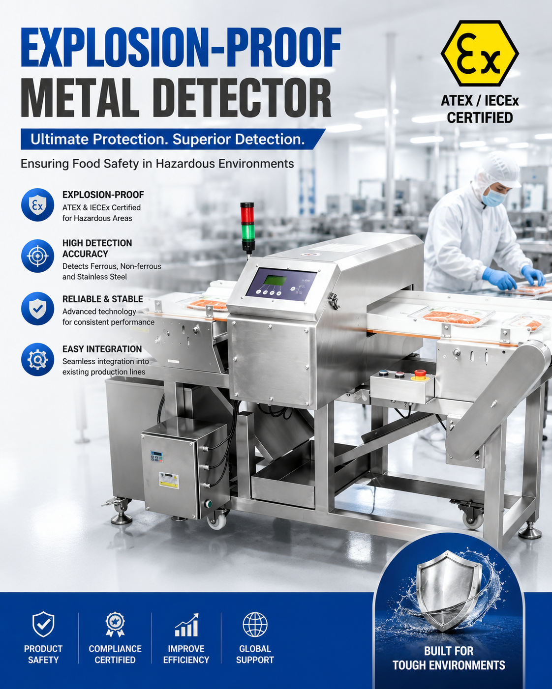 Rugged Explosion-Proof Metal Separator for Recycling, Wood Pellet & Tire Shredding Operations