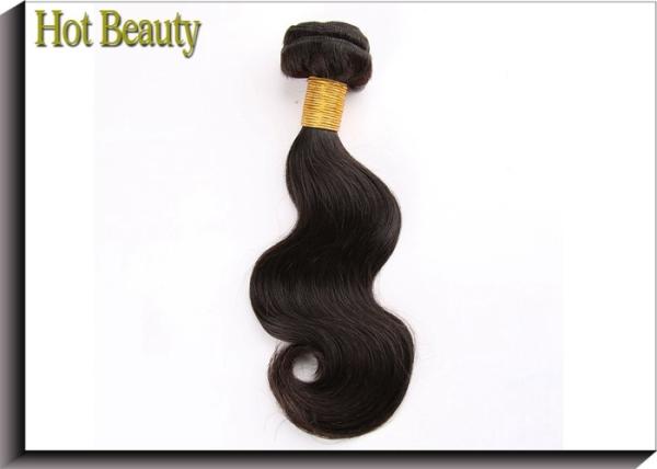 Natural Black Remy Hair Weft With Closure / 10 - 30 Brazilian Body Wave Hair