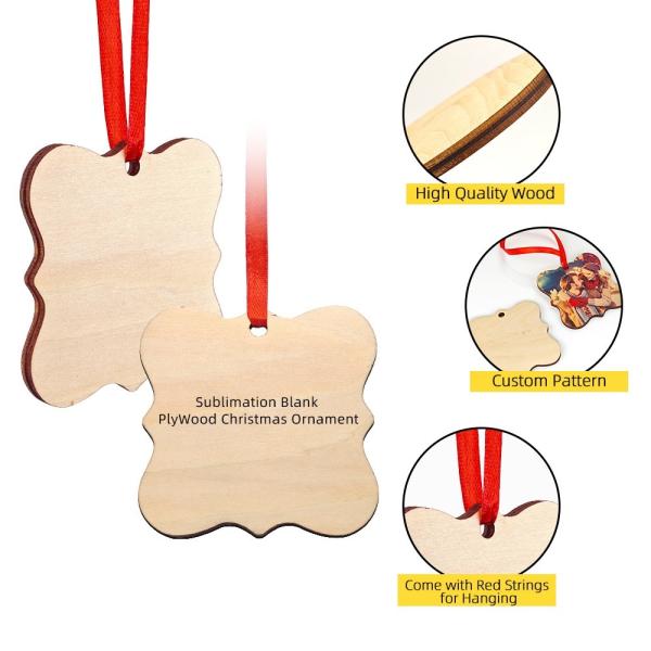 Sublimation Plywood Hanging Ornament Customized Printing Blank Sublimation Christmas Ornaments