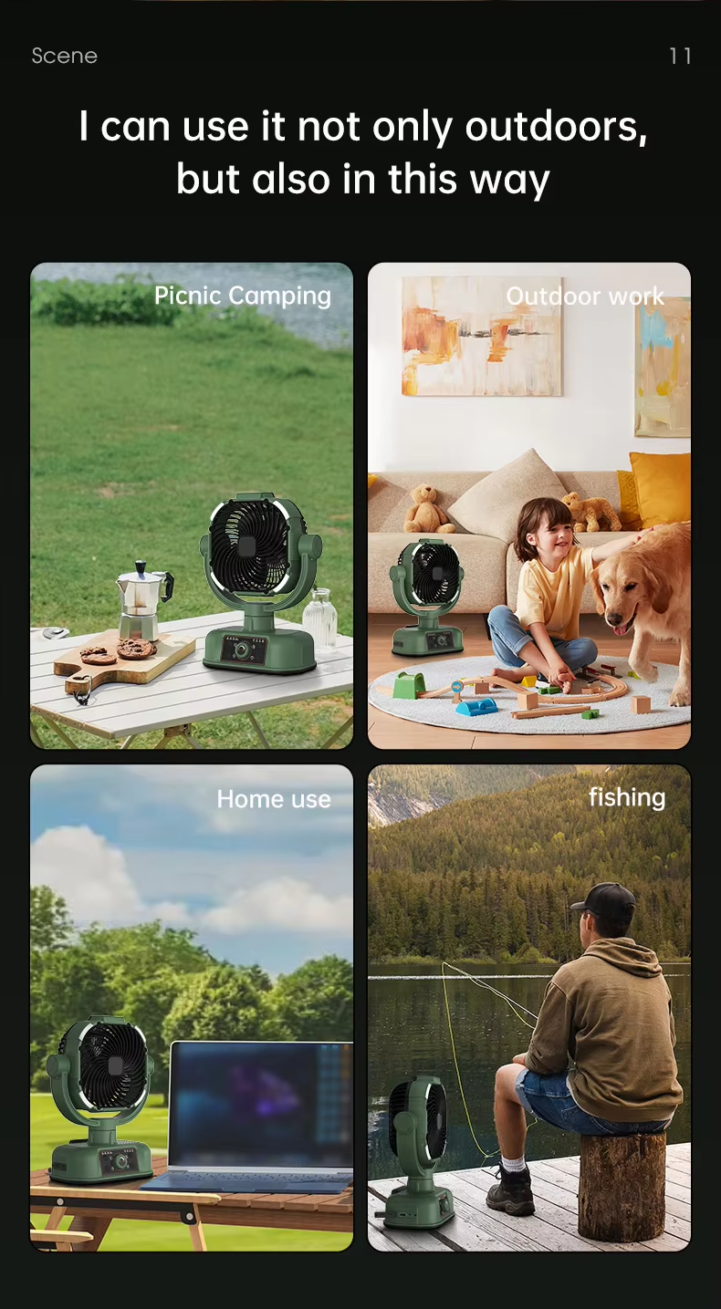 Factory OEM ODM Custom Design 16000mah Battery Power Bank Lightweight Portable Camping Fan for Outdoor Household Gift