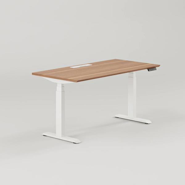 Long Brown Coffee Dual Motor Electric Desk with Height Adjustment and Memory Setting