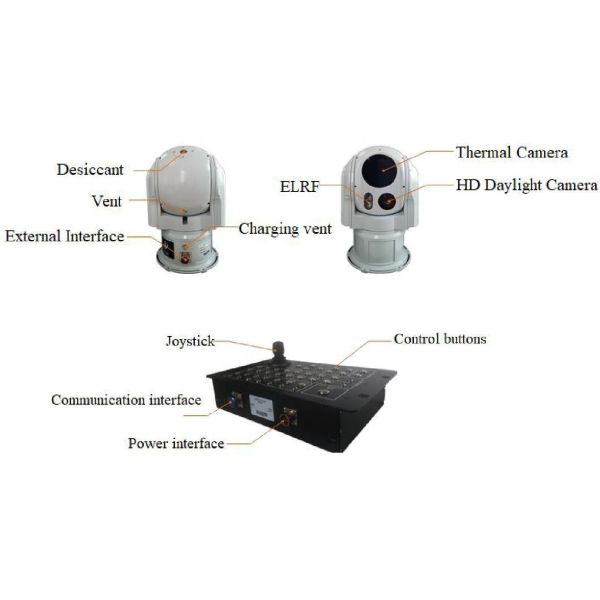 15W DC12V EO IR Long Range Surveillance System 1920x1080 With Thermal Camera