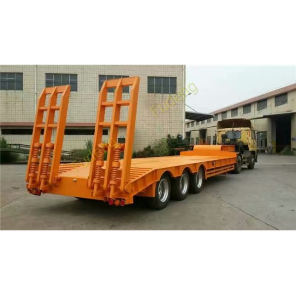 Heavy duty 40 - 60 ton low flatbed semi trailer excavator carry trucks and trailers