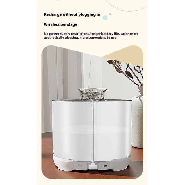 Automatic Wireless Charging Waterproof IPX5 Lightweight 0.8kg Cat Dog Drinking Bowl Eco-Friendly Solid Pattern Plastic Battery