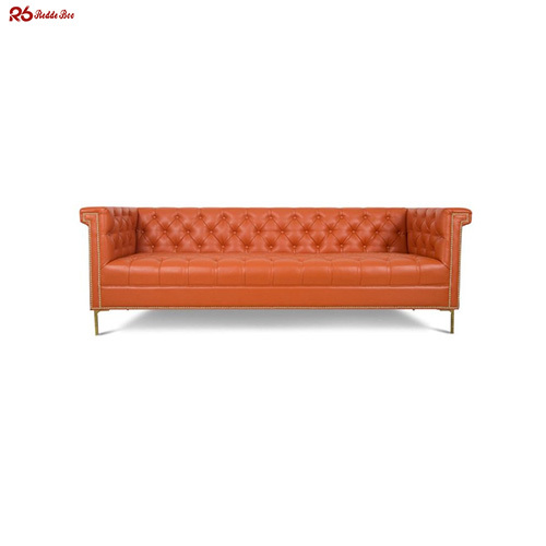 Luxury Design PU Leather Tufted Back Sofa Sets for Hotel Lobby Use