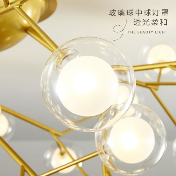 Modern LED Ceiling Chandeliers Black Gold Tree branch Surface Mount Kids Lamps（WH-MI-211)