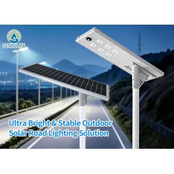 Heavy Duty Integrated Solar Street Light, Rustproof Aluminum Body, IP65 Weatherproof, 3-5 Rainy Days Runtime for Roads Parking Lots Projects