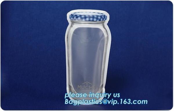 Matte Clear Bags Zip Lock Resealable Packing Grain Food Pouches, Reusable Sealing Food Pouches With Window For Storing C
