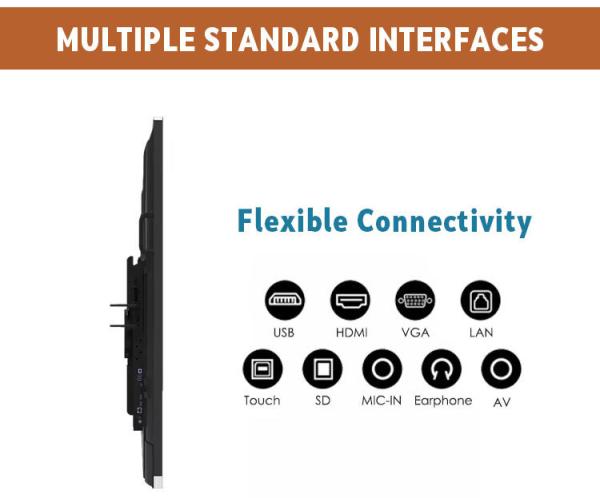 Qtenboard 65/75/86/100/110 Inch Interactive Smart White Board Finger Multi Touch Screen Lcd Display for Meeting Room 