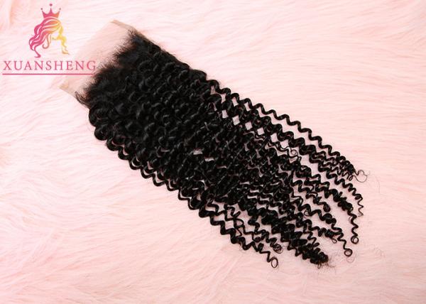 Malaysian 4x4 Lace Closure Grade 10A Virgin Human Lace Hair / Silky Deep Curly Hair
