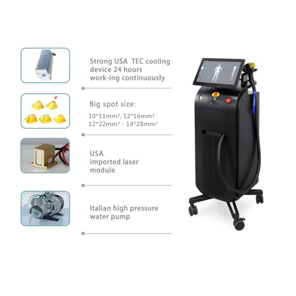 Titanio profesional 1600W del platino del hielo del laser del soprano de la máquina del retiro del pelo del laser del diodo 10HZ