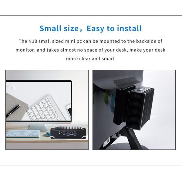 IBOX-501 N18 без вентилятора Mini Industrial PC Quad Core 32 ГБ Хранилище с MSATA