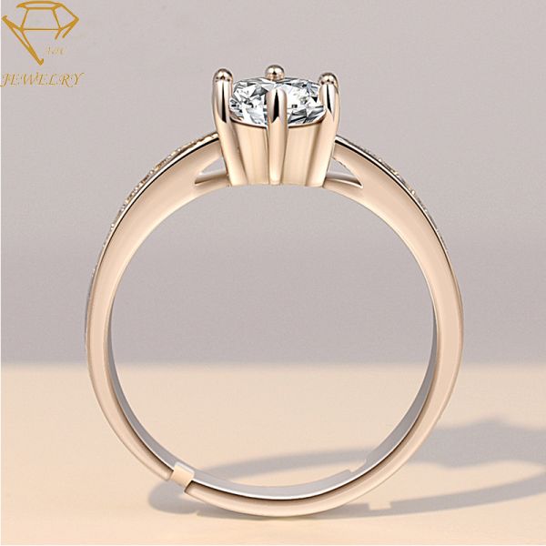 Adjustable Womens Sterling Silver Diamond Wedding Rings