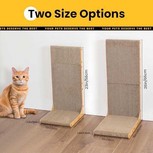 Cardboard Cat Scratcher,23 Inch L Shape Scratch Pad Wall Mounted,Vertical Scratching Board, Durable Cardboard