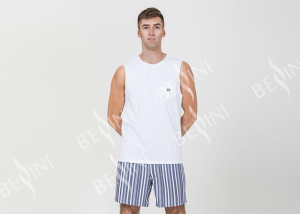 White Homestyle Mens Luxury Sleepwear Xxl Short Pajamas Functional Placket Side Pockets