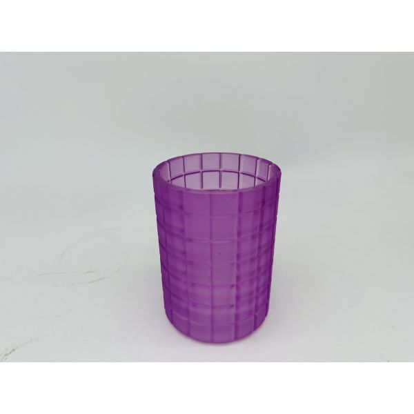 Purple glass bathroom accessories set round with big checker box soap dish soap dispenser