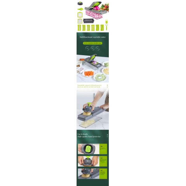 Customized Logo Multifunctional Bamboo Kitchen Vegetable Cutter Stainless Steel Dicer