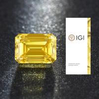 Diamante amarelo de corte de esmeralda 3.45ct
