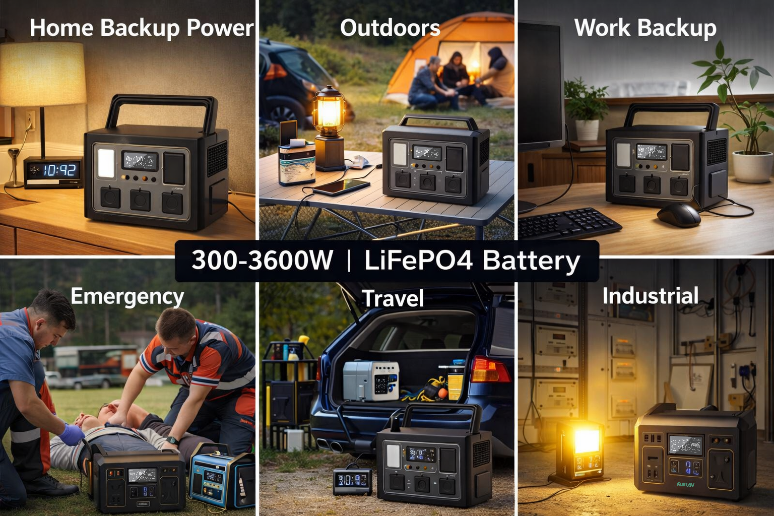 1000W Portable Power Station LiFePO4 Solar Generator with UPS Function LCD Bluetooth